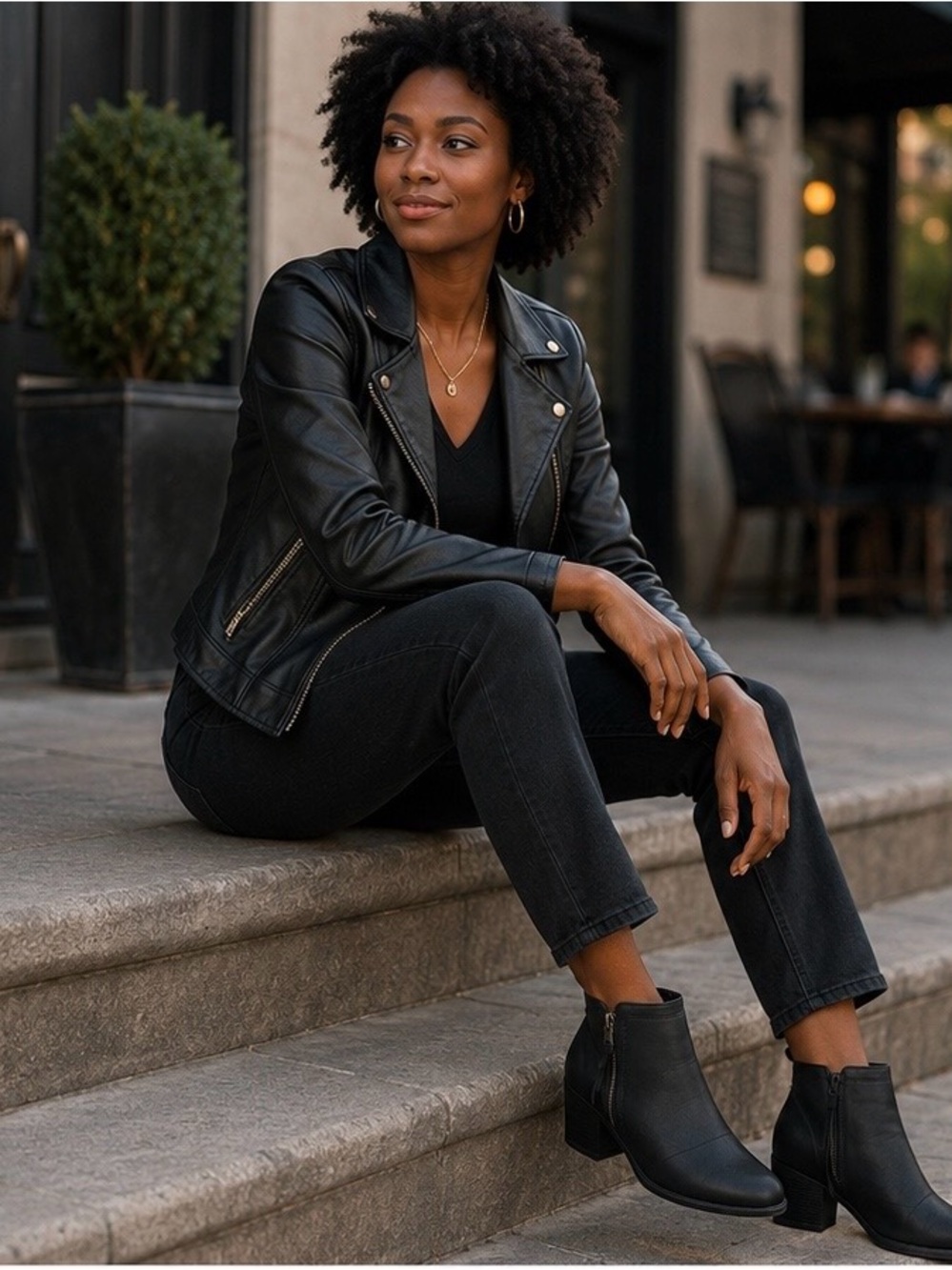 London Fog Black Leather Heeled Ankle Boots